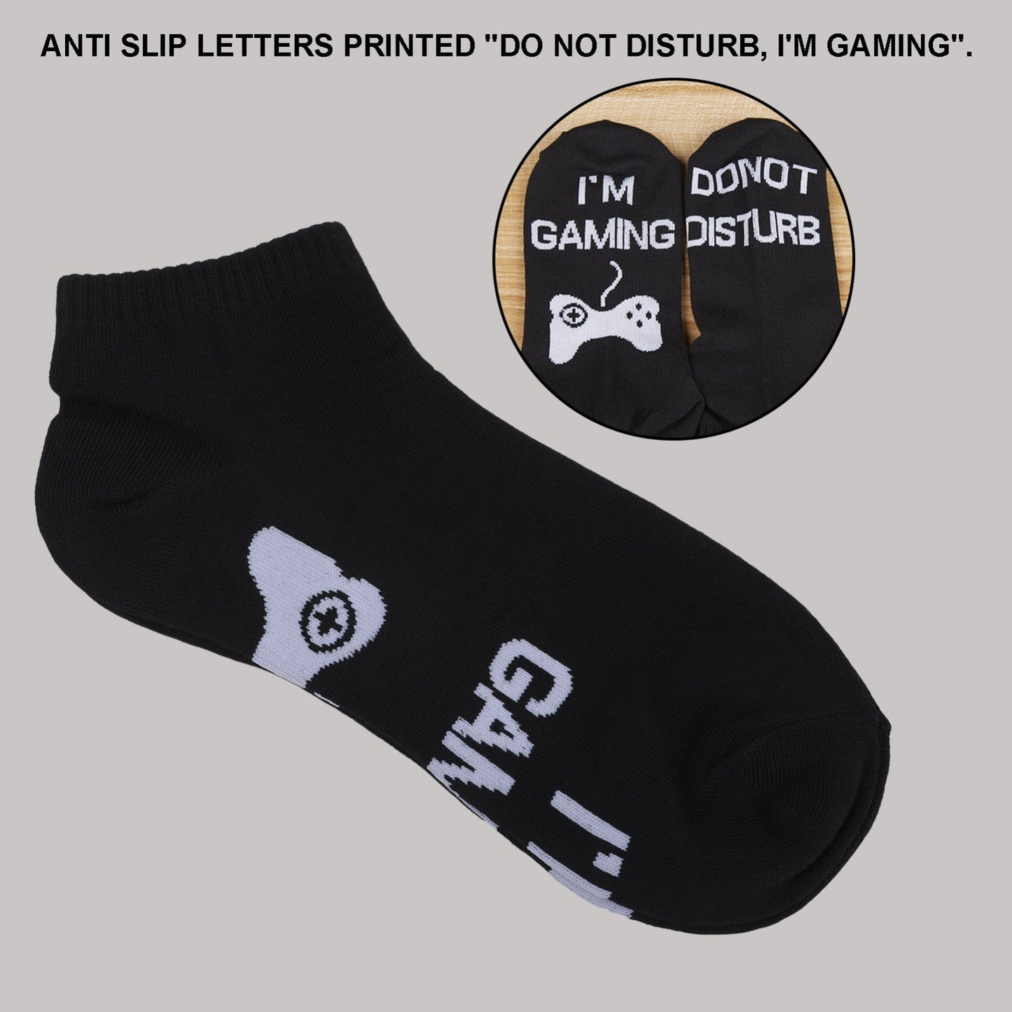 2 Pair Funny Gamer Socks Do Not Disturb I'm Gaming Novelty Gift Men Women