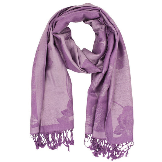 Elegant 2-Piece Scarf Bundle: Purple & Lavender Floral Pashmina Set for Women