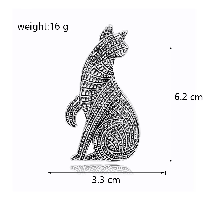 2-Pc Geometric Cat Brooch Set | Gold & Silver Tone Woven Design Pin Gift