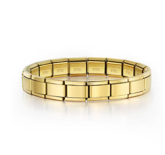 Women’s Stainless Steel 9mm Link Bracelet Gold Tone Chain Fashion Jewelry