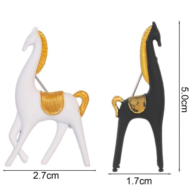 2pcs Abstract Horse Brooch Set Enamel Equestrian Gold Tone Animal Pin Jewelry