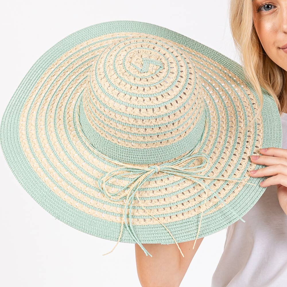 Striped Wide Brim Floppy Sun Hat Women’s Summer Beach Hat UV Protection Foldable