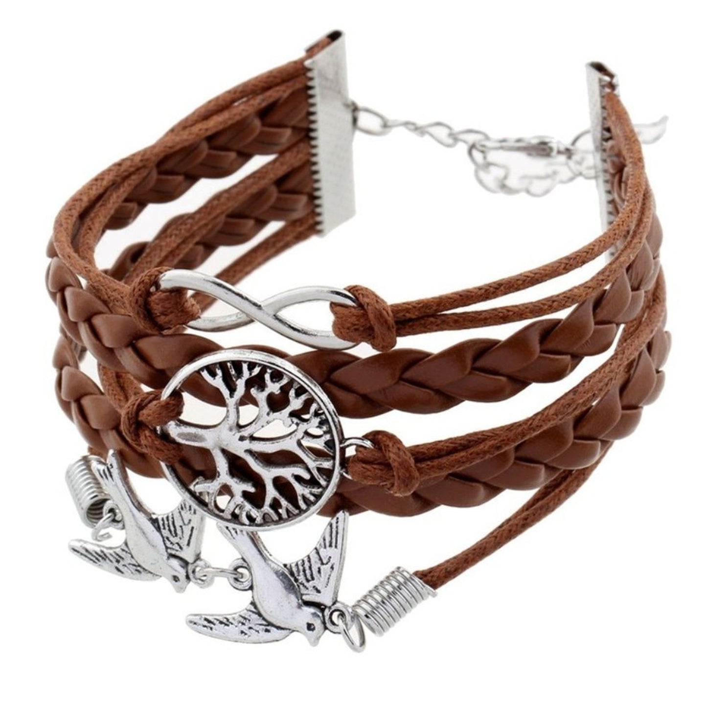 2pcs Infinity Anchor Bracelet Handmade Wrap Friendship Black & Brown Bracelets