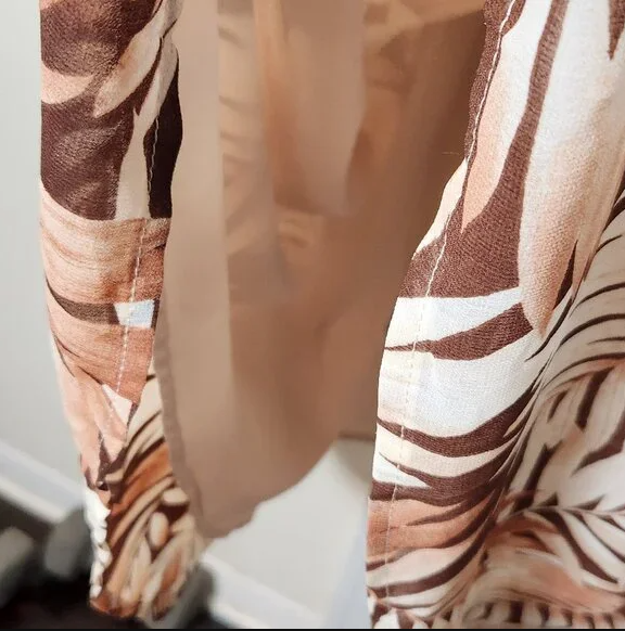 Tropical Print Sheer Maxi Dress for Women Vacation Outfit for Ladies Brown US S