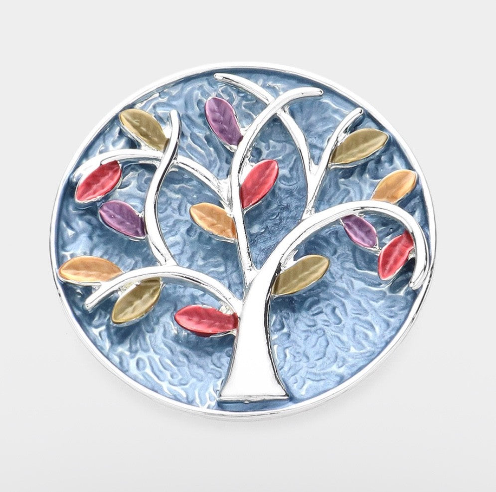 Tree of Life Round Brooch Colorful Leaves Magnetic Fashion Pin Gift Brooches