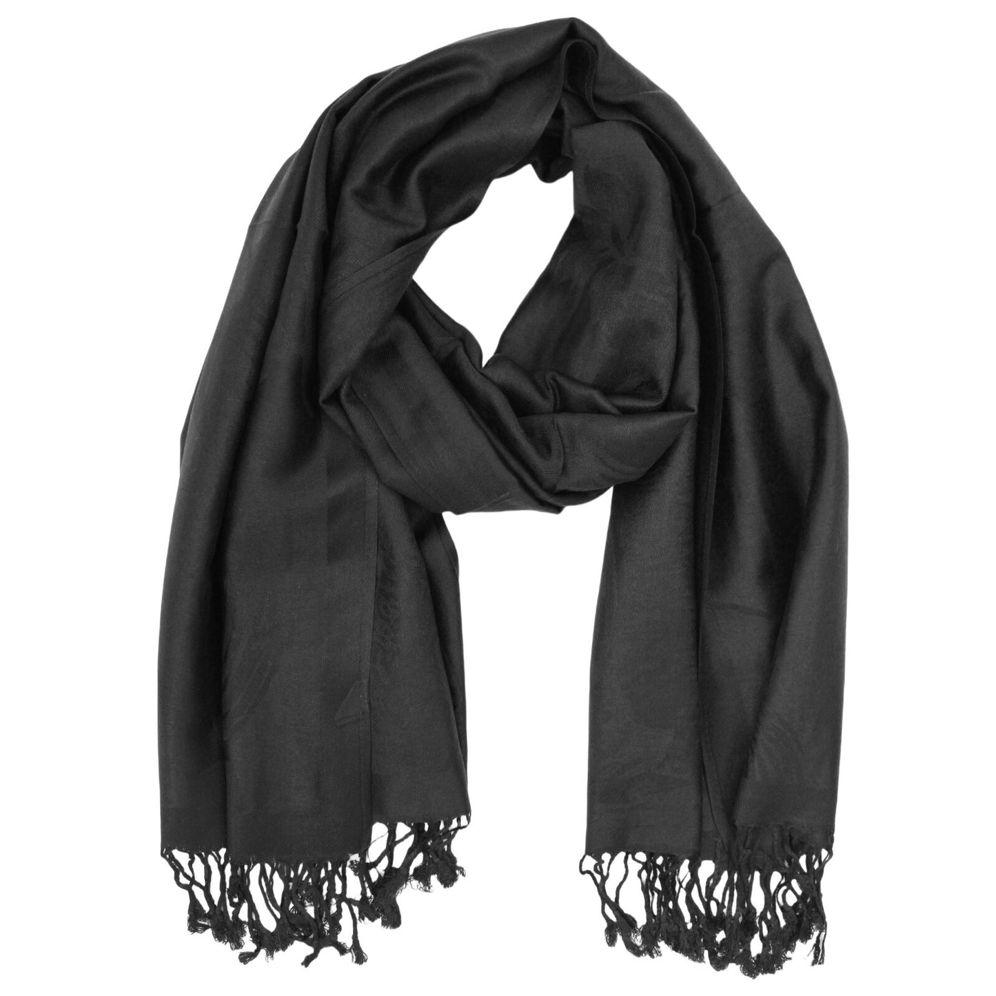 Black Pashmina Scarf Shawl Wrap Colorful Flower Printed Floral Pattern Scarf