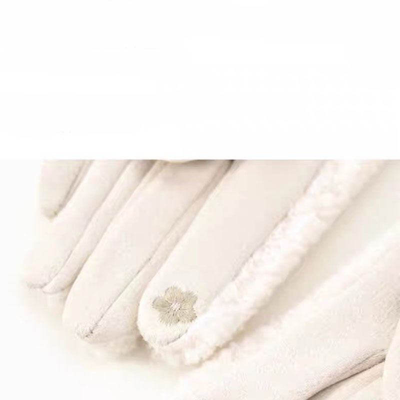 Women's Pink Faux Suede Sherpa Lined Winter Warm Gloves Cozy Faux Fur Cuff