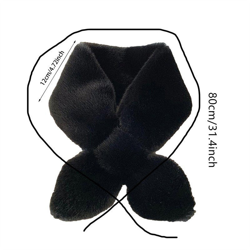 2Pcs Women's Faux Fur Scarf Set Black Beige Soft Plush Winter Neck Warmer Wrap