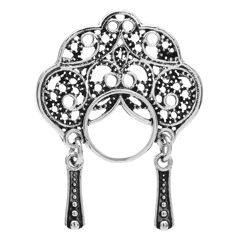 2pcs Chinese Opera Character Brooch Set Gold and Silver Eyeglass Holder Pin