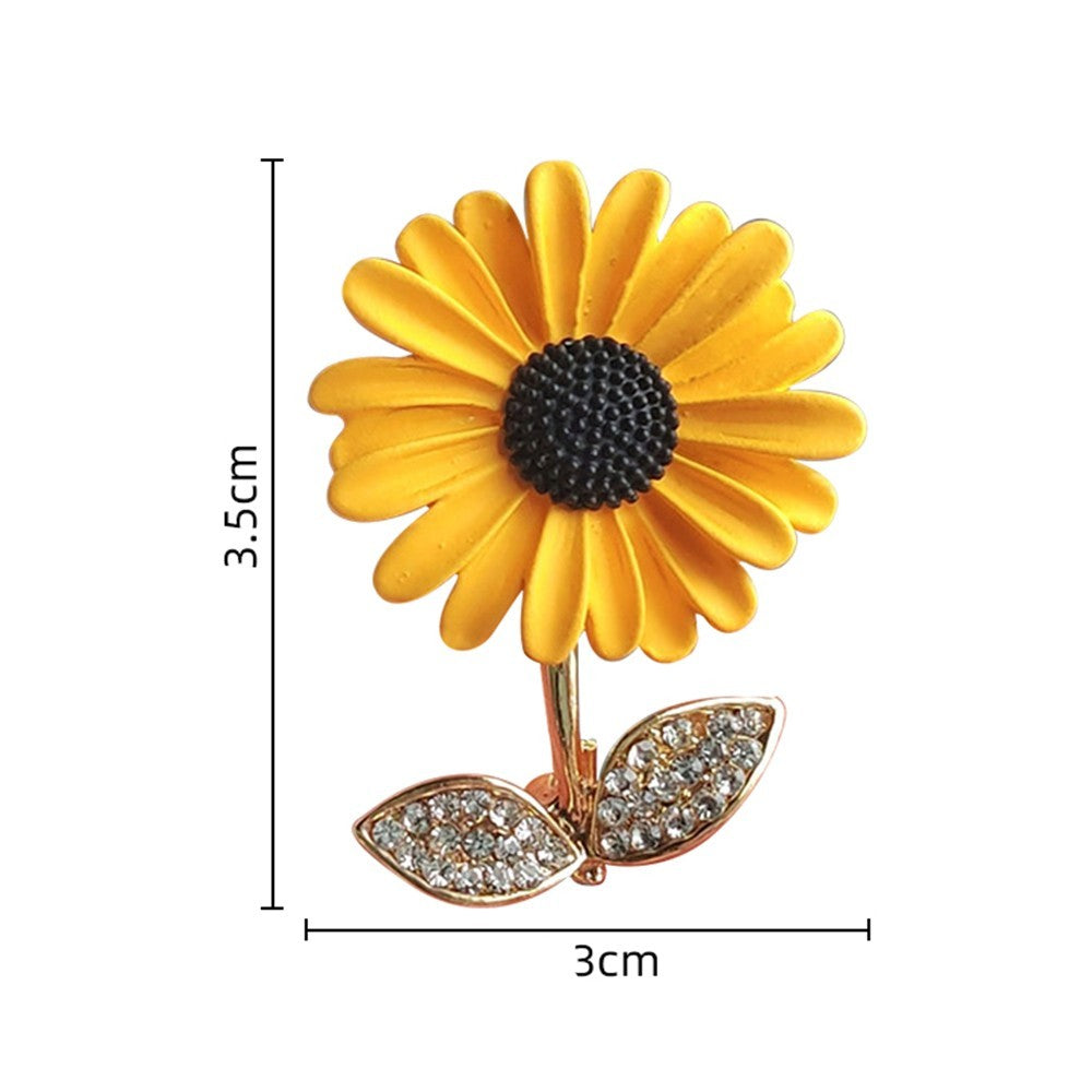 2pcs Sunflower Brooch Pin Yellow Flower Rhinestone Crystal Fashion Jewelry