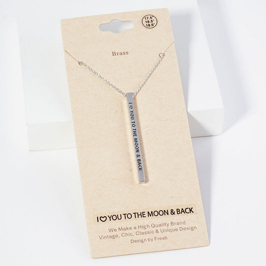 I Love You To The Moon & Back Bar Necklace Set - Gold & Silver Tone Brass Gift