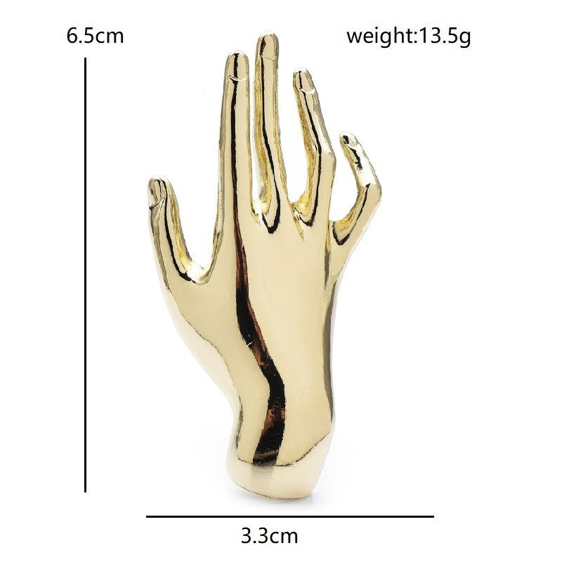 Realistic Hand Brooch 2-Pack Gold & Silver Tone Pin Set Modern Gesture Jewelry