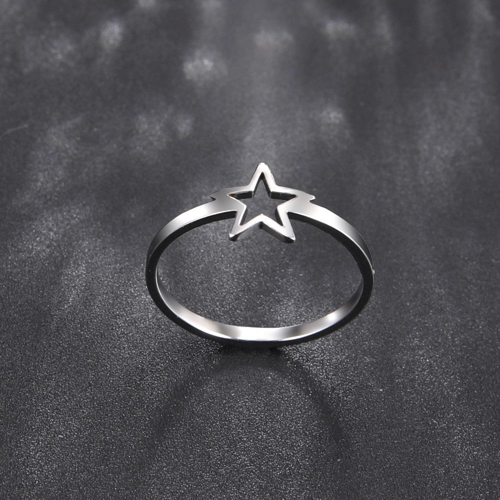 2pc Star Ring Set: Gold & Silver Tone Stainless Steel Rings  Cutout Size 7