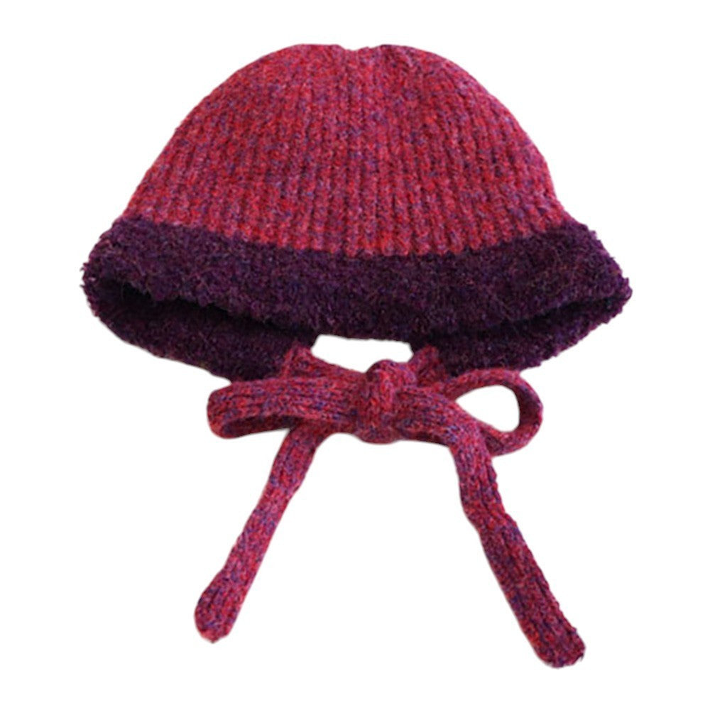 Women's One Size Stylish Knitted Warm Winter Bonnet Style Fitted Hat Pink Purple