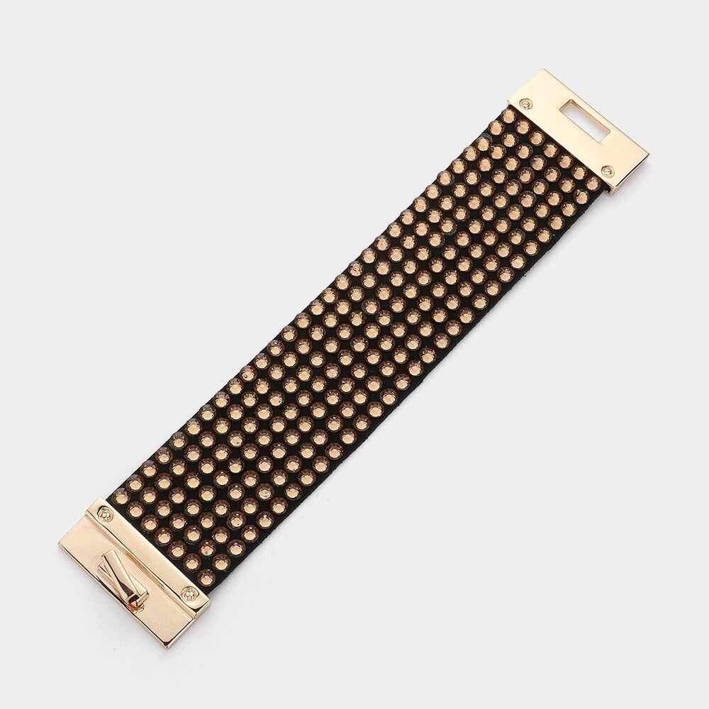 7-Row Rhinestone Bling Studded Bracelet Sparkly Fashion Jewelry Gift