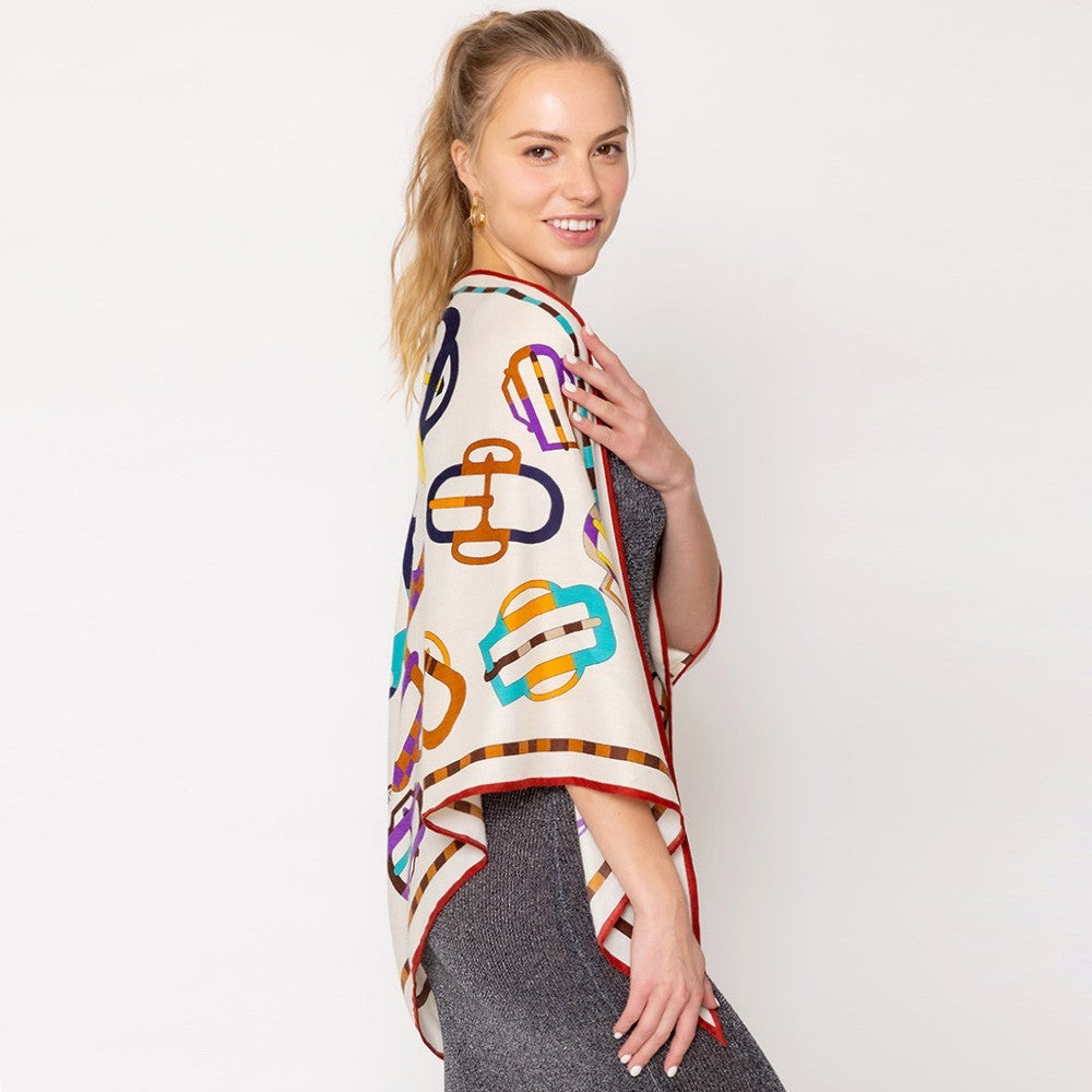 Abstract Pattern Printed Triangle Shape Cashmere Silk Blend Scarf for Women