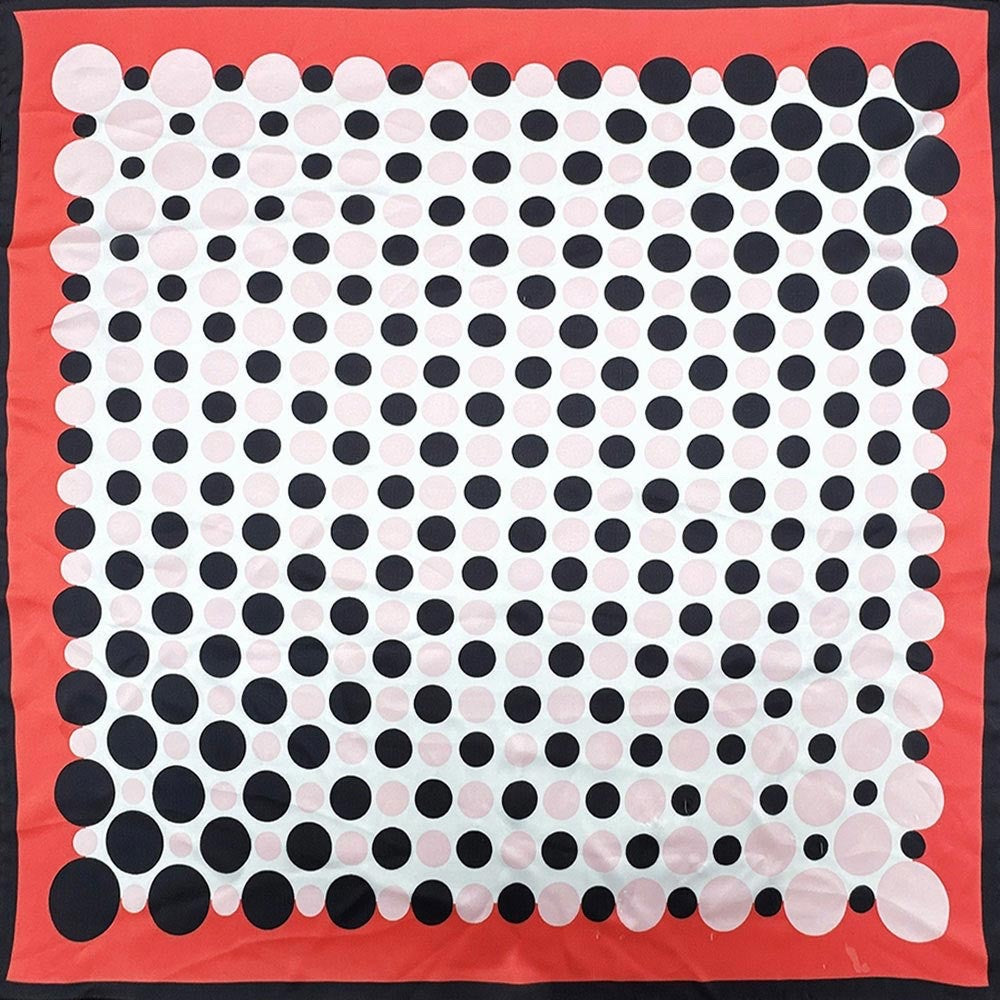 Red Black White Polka Dot Silk Feel Square Scarf - Retro Chic Fashion Neck Wrap