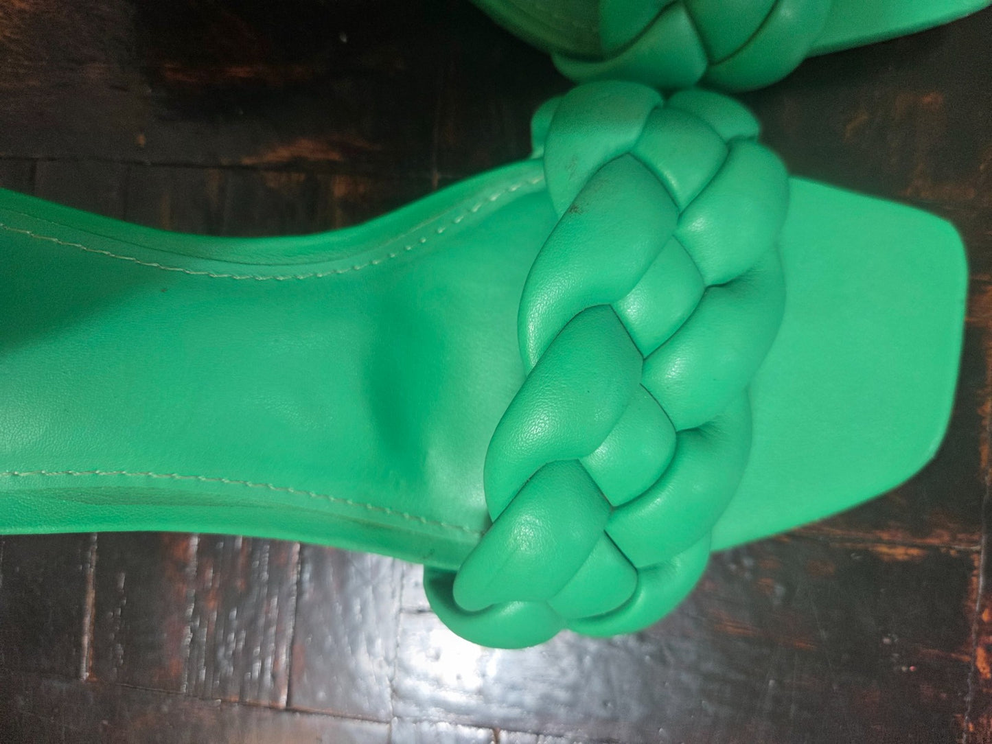 Mix No 6 Green Cushion Fabric Slip On Sandals for Women Kitten Heels White 6.5