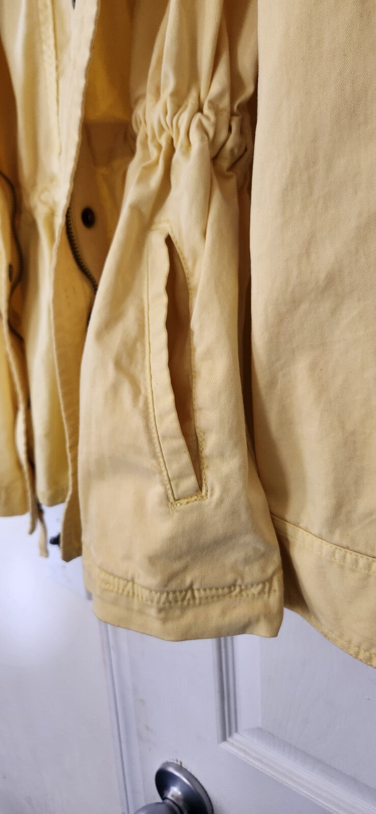 Style & Co Yellow Jacket Large Waterproof Zip Up Drawstring Waist Raincoat