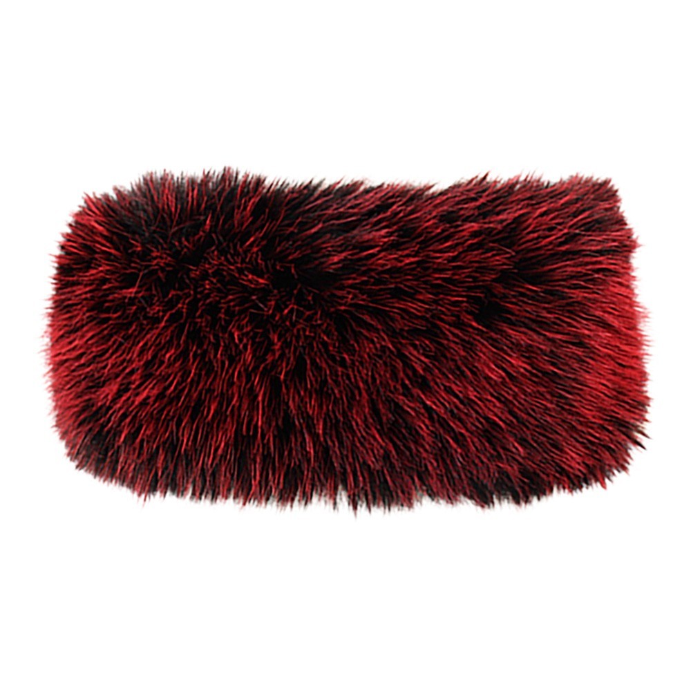 2 Pcs Women's Winter Headband Earmuff Elegant Faux Fur Red Polyester Stretchable