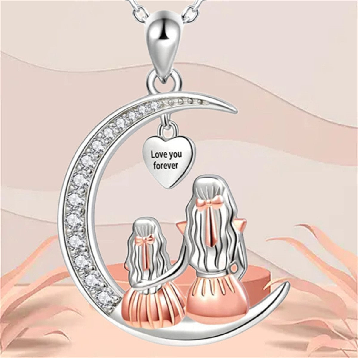 2-for-1 Mother Daughter Necklace Set - "Love You Forever" Heart Pendant Gift