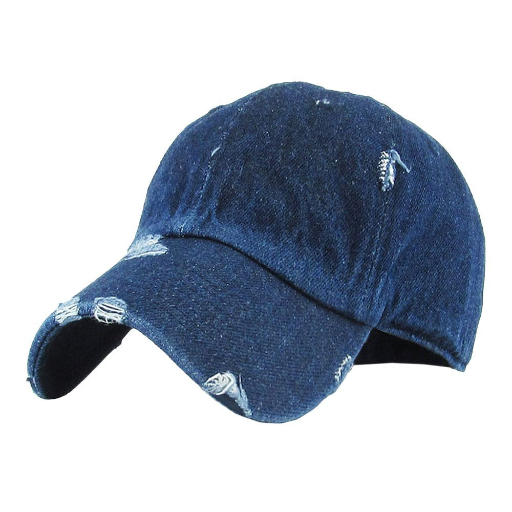 Vintage Baseball Cap Men's Dark Blue Denim 100% Cotton with Adjustable Strapback