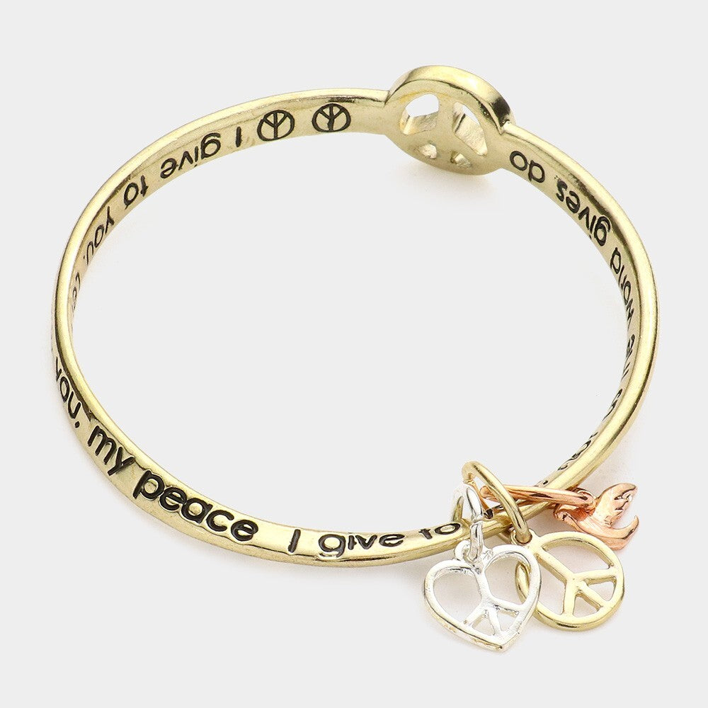 Faith Bangle Bracelet Peace I Leave With You Scripture Message Christian Jewelry