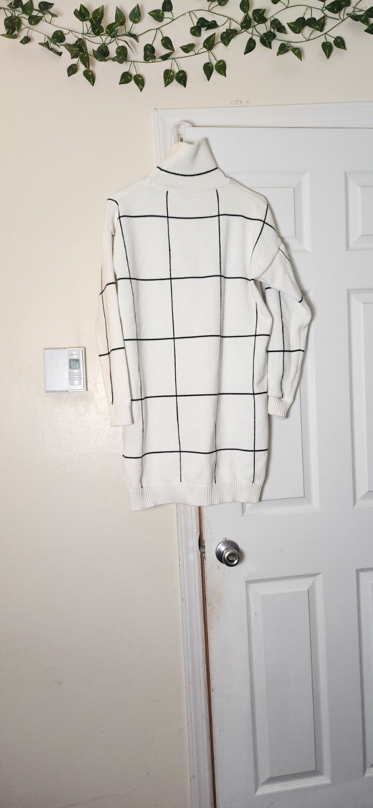 Grid Turtleneck Sweater Dress for Women Winter Knit Dresses for Ladies M-L SIze