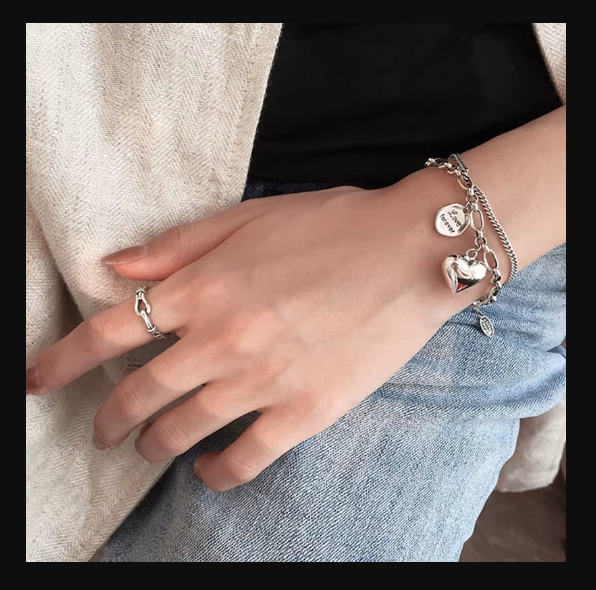 925 Sterling Silver Charms Bracelets For Women Fashion Retro Bracelet Valentine