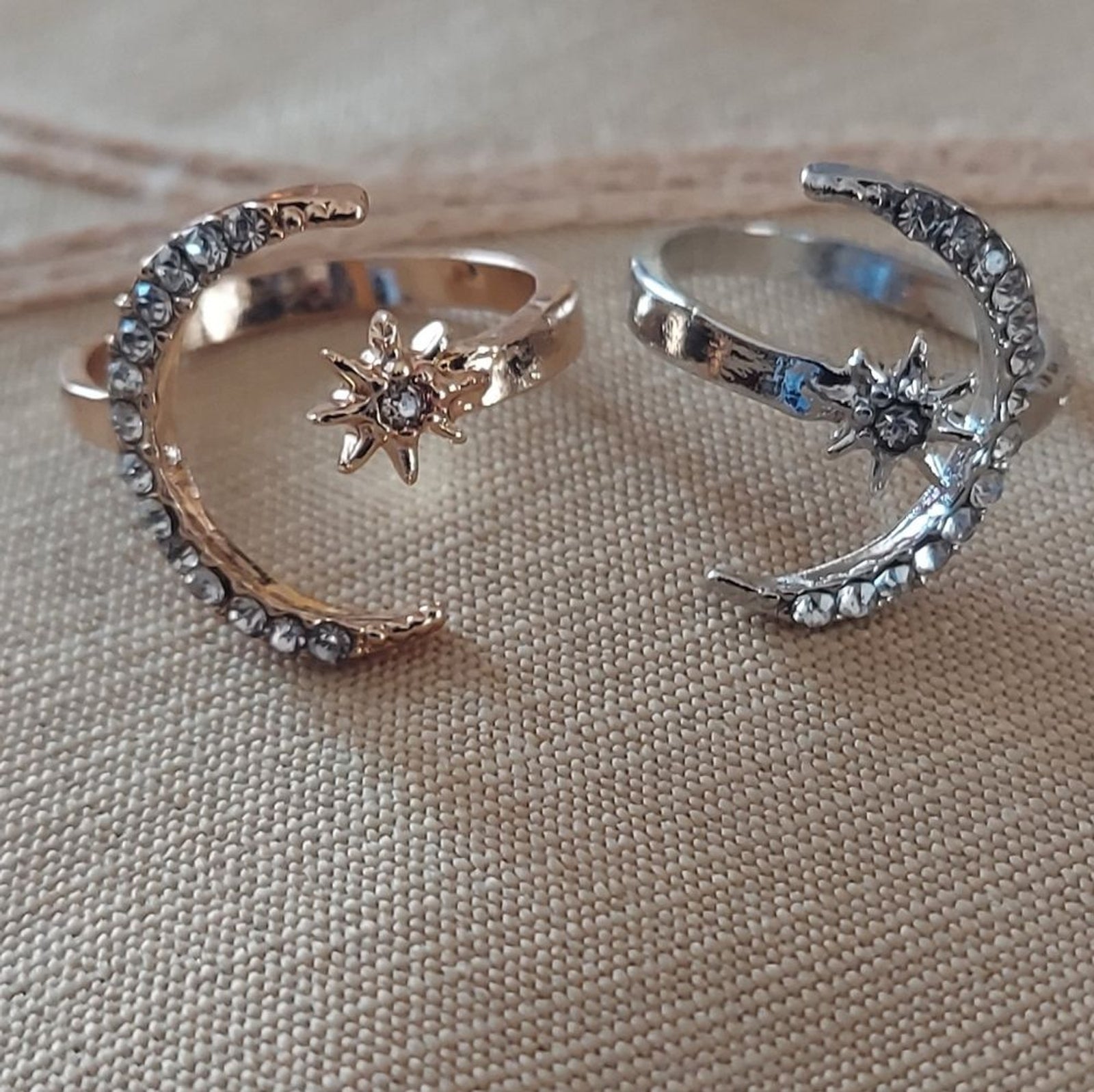 Adjustable Moon and Star Ring