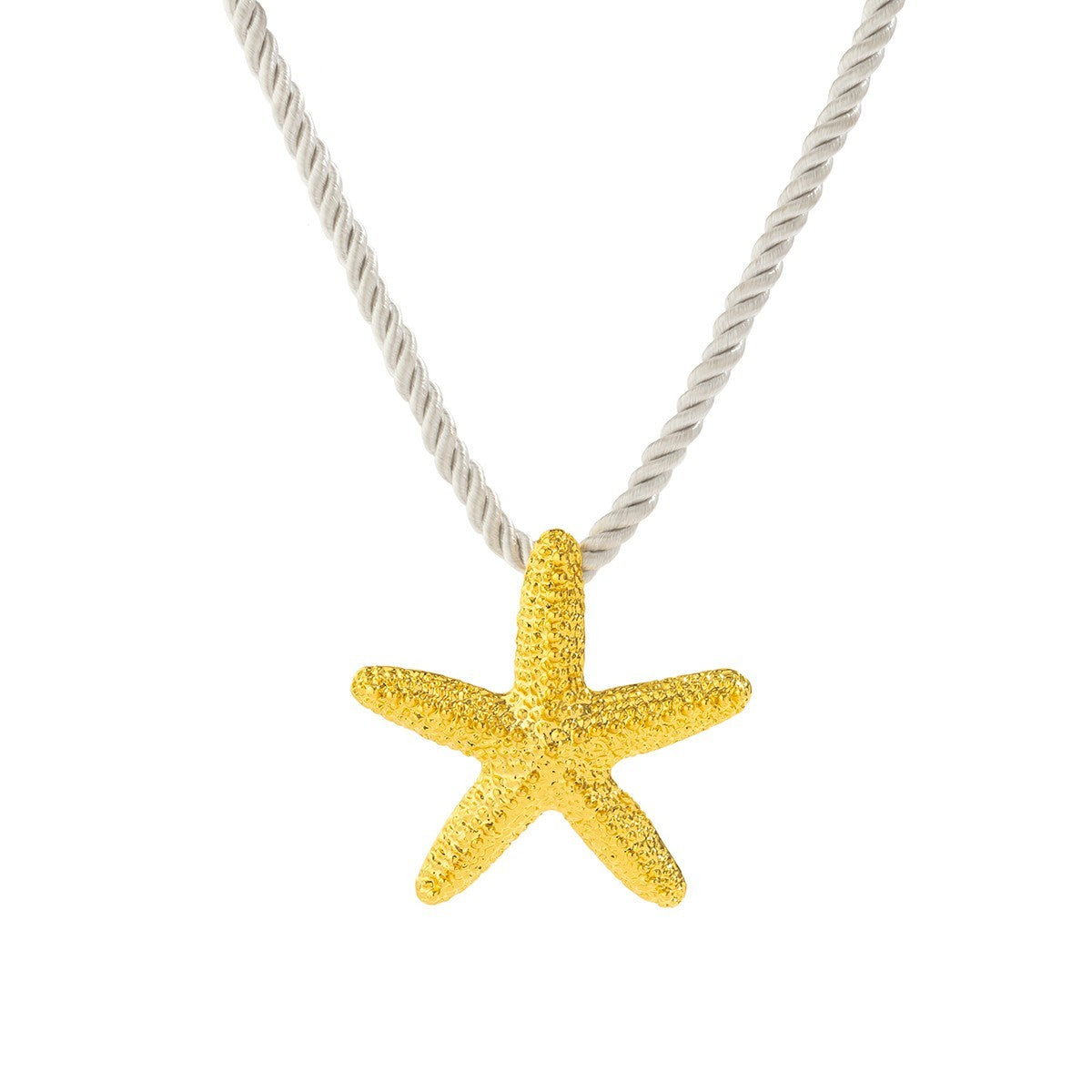 Gold Starfish Necklace White Rope Chain Beach Jewelry for Women Summer Fashion