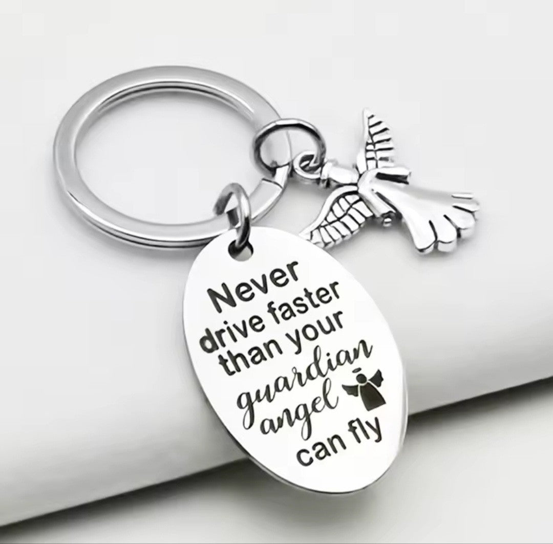 2pc Guardian Angel Keychain Drive Safe New Driver Gift Teens Sweet 16 Keyring