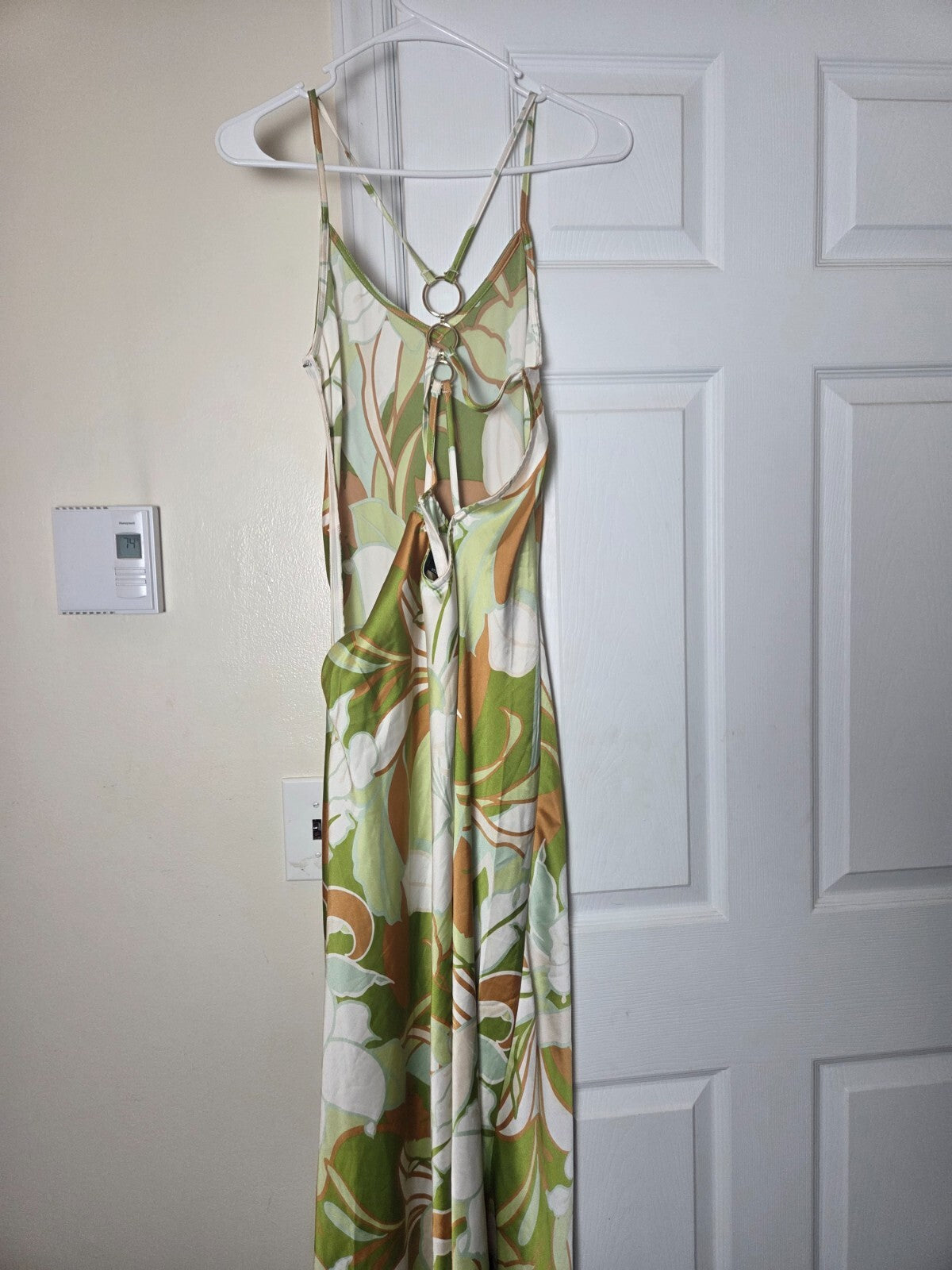 Floral Print Strappy Dress with Chain Back Detail | Summer Casual Dress US M