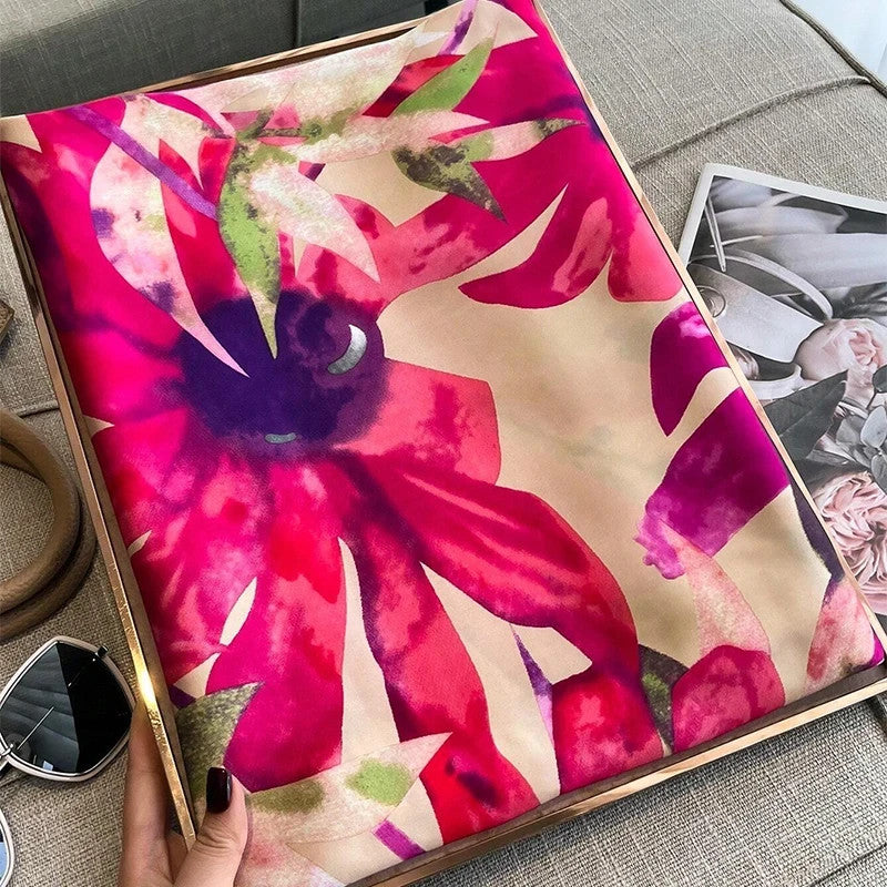 Watercolor Floral Print Scarf for Women Lightweight Soft Wrap Shawl 35x71 Inches