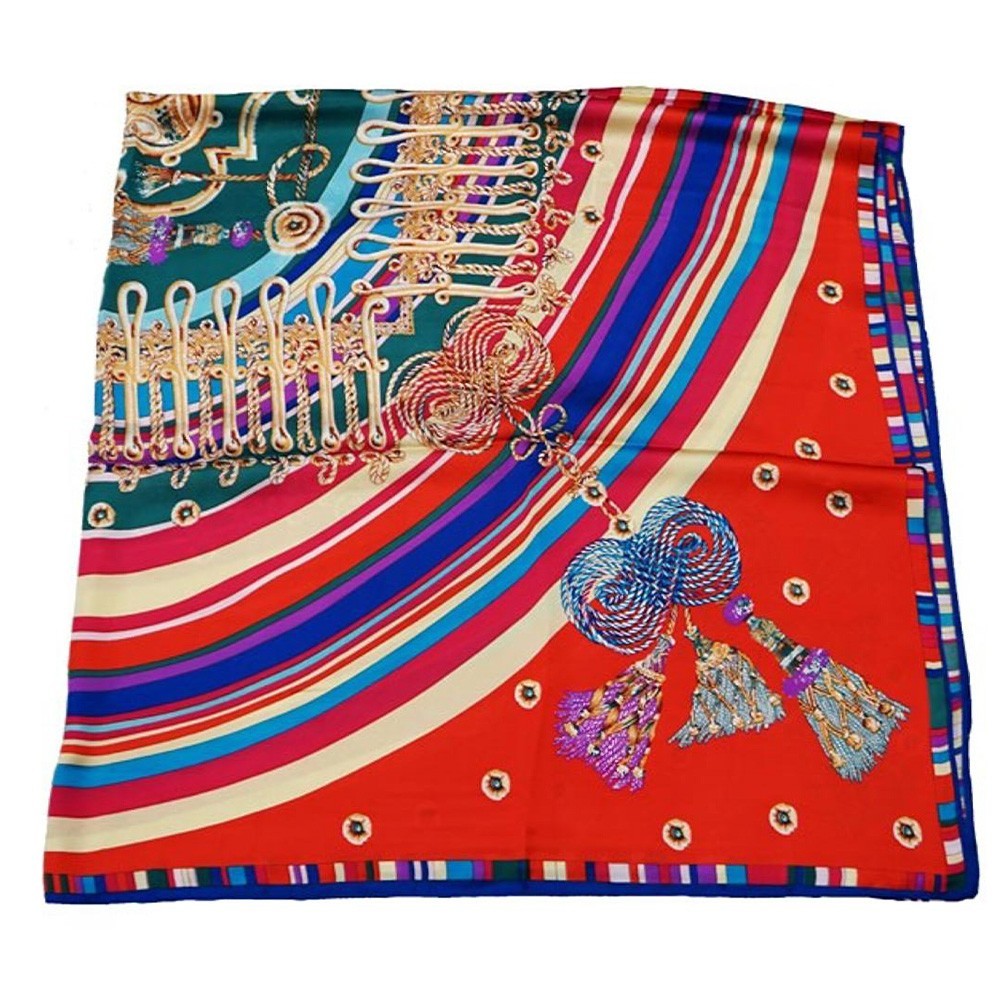 Multicolor Geometric Paisley Satin Feel Square Scarf for Women Scarves and Wraps