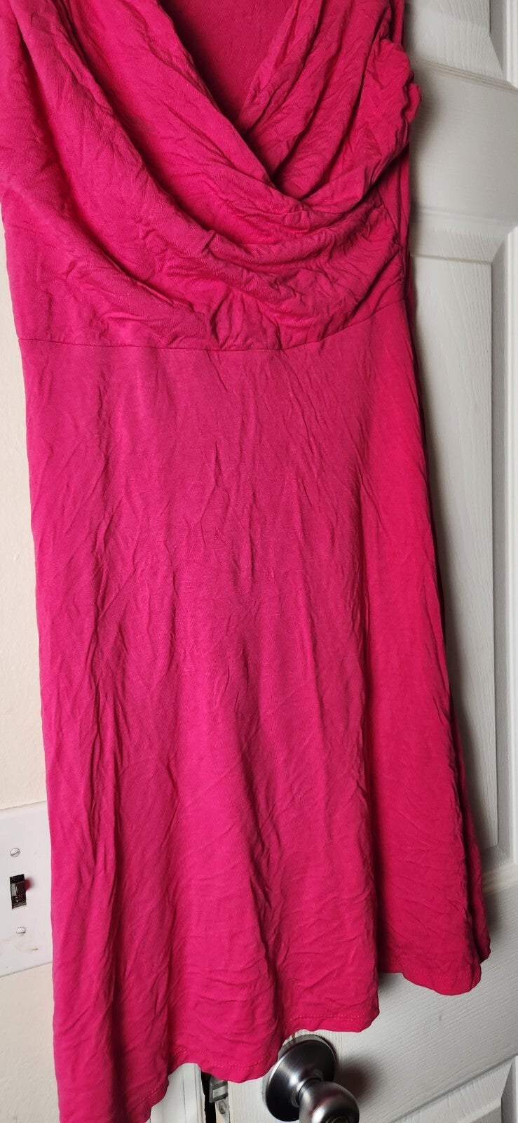 Women's Pink Midi Dress Sleeveless Hot Pink Dresses for Ladies Knee High Outfit