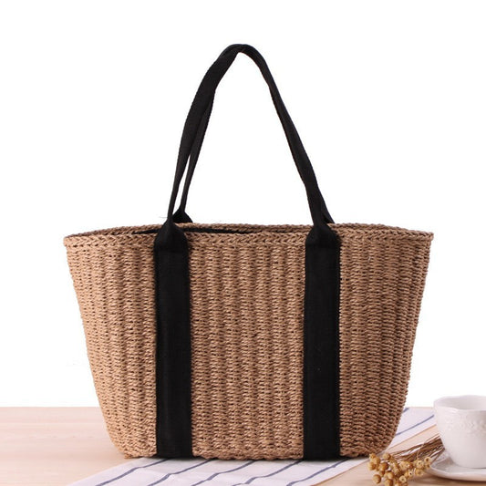 Handmade Rattan Straw Tote Bag Women Large Woven Shoulder Handbag Beach Totes
