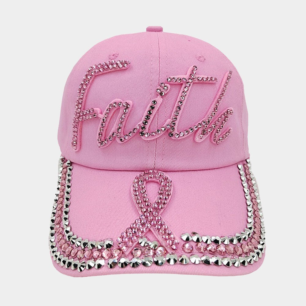 2PCs - Bling Faith Message Baseball Cap for Women Inspirational Hat Pink