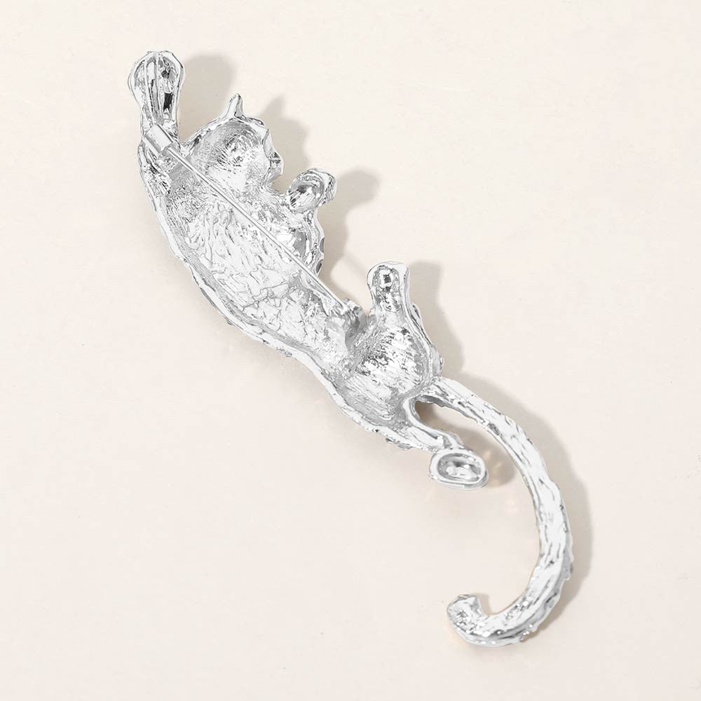 2pcs Sparkling Rhinestone Panther Leopard Animal Brooch Pin Gold Silver Tone