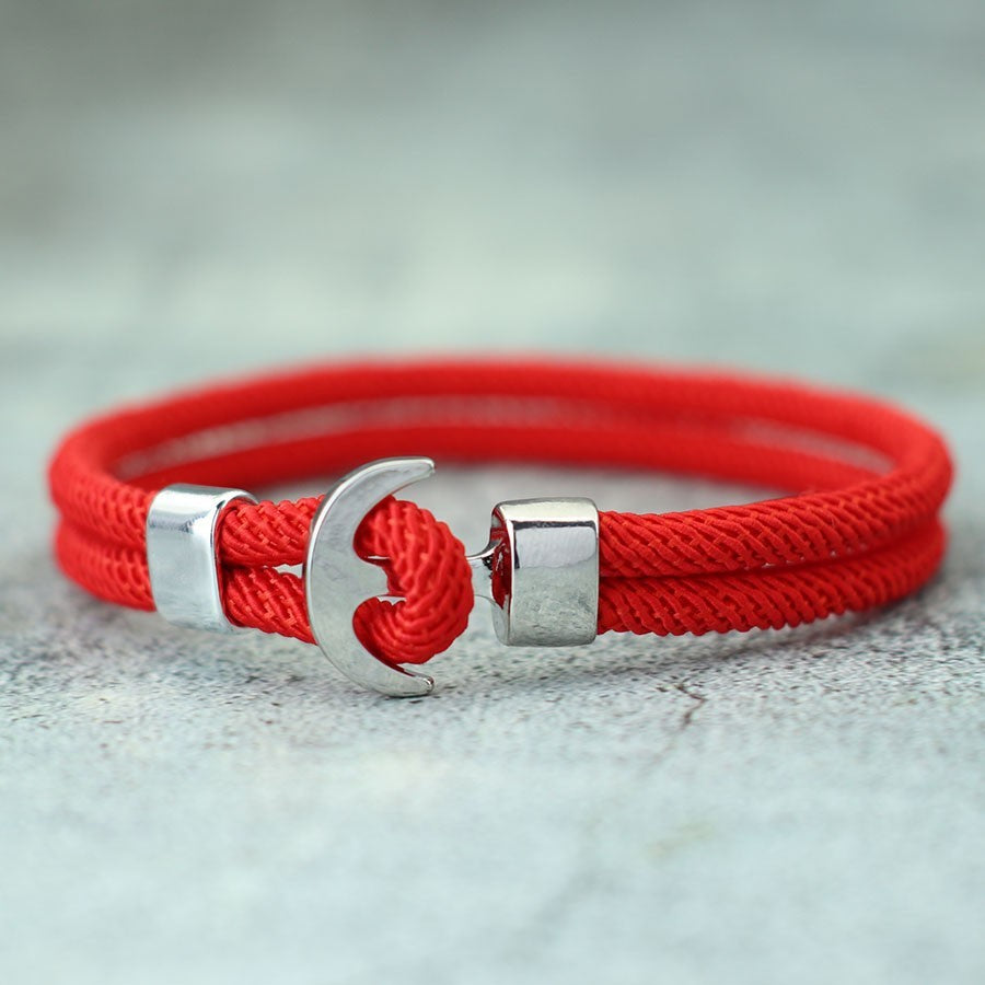 Men’s Red Rope Anchor Bracelet Nautical Charm Casual Sailor Marine Jewelry