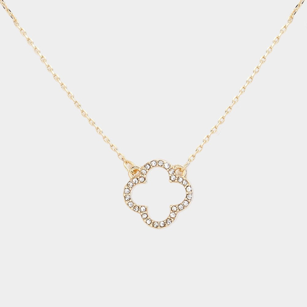 Gold Square Crystal Rhinestone Tile Pendant Necklace Delicate Dainty Jewelry