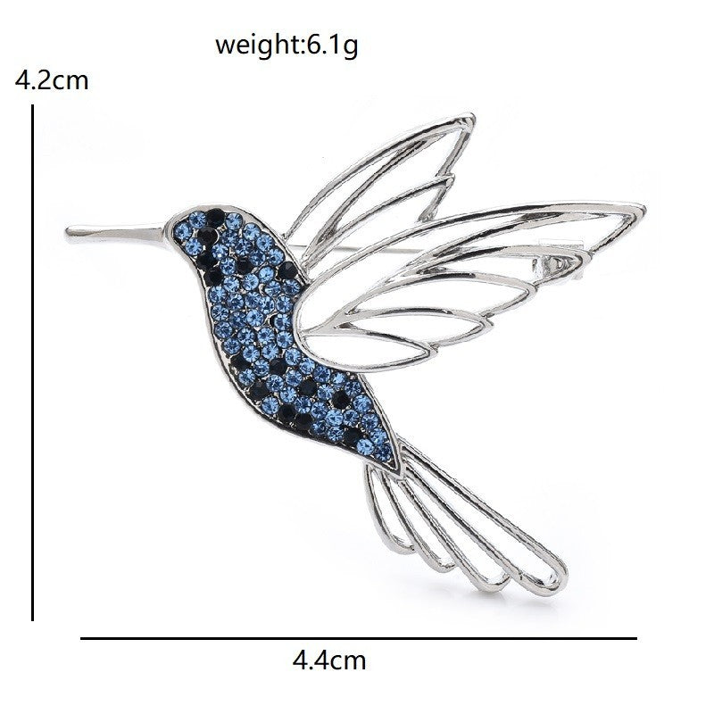 2pcs Hummingbird Brooch Set Rhinestone Crystal Bird Pins Fashion Jewelry