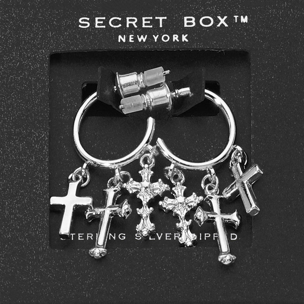 14K Gold Dipped Cross Charm Dangle Hoop Earrings for Women Faith Jewelry