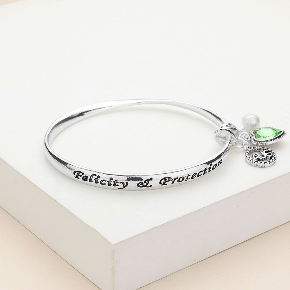 Felicity August Birthstone Heart Charm Bracelet – Silver Tone Protection Jewelry