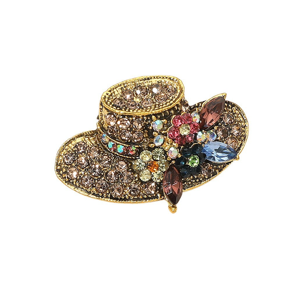 2PC Lot Multi-Color Crystal Floral Hat Brooch Pin & Pendant Gift