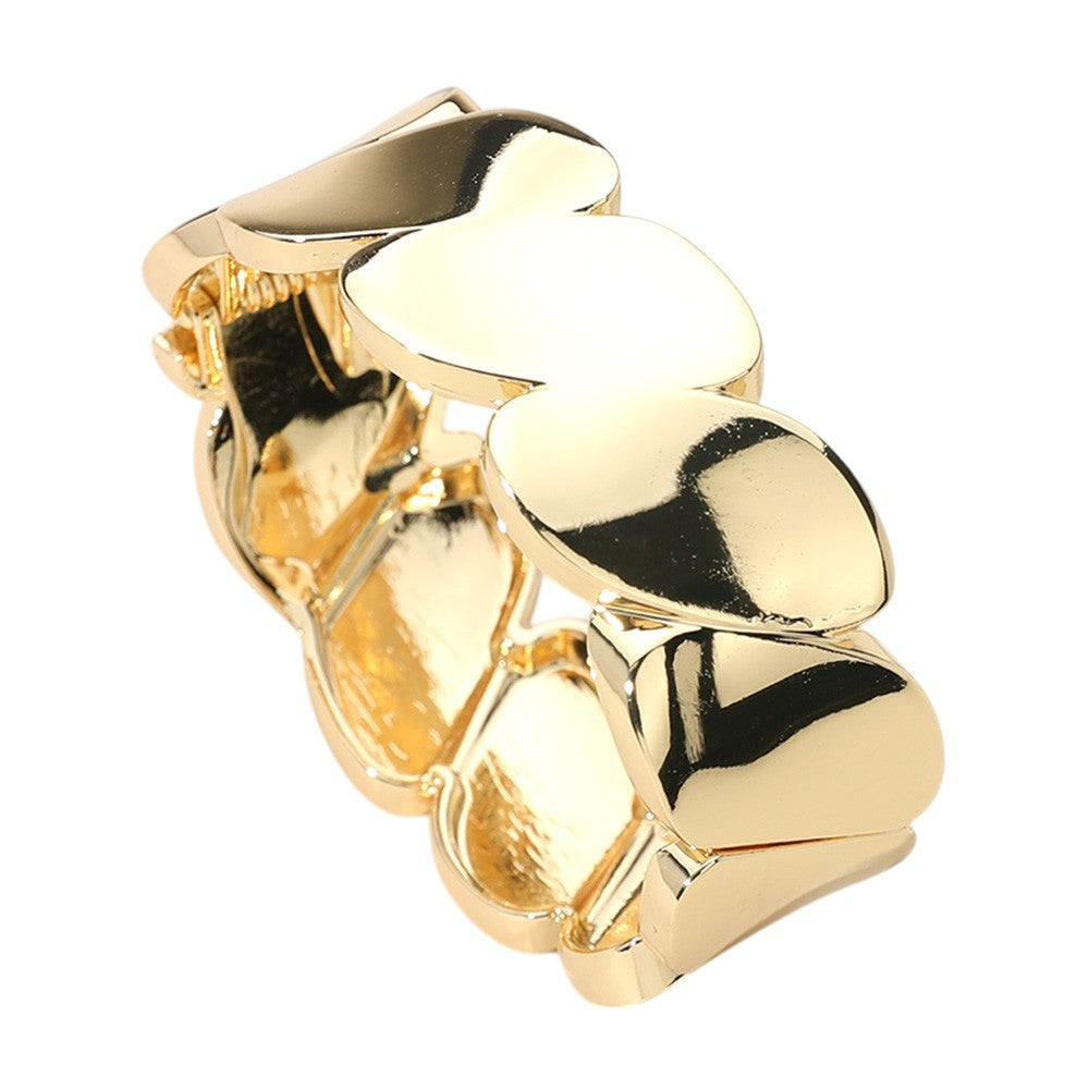 2pcs Metal Oval Link Hinged Bangle Bracelet Gold Silver Statement Jewelry