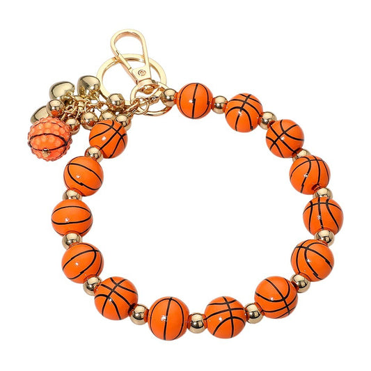 2PCS Basketball Beaded Wristlet Keychain Silicone Ball Charm Sports Team Gift