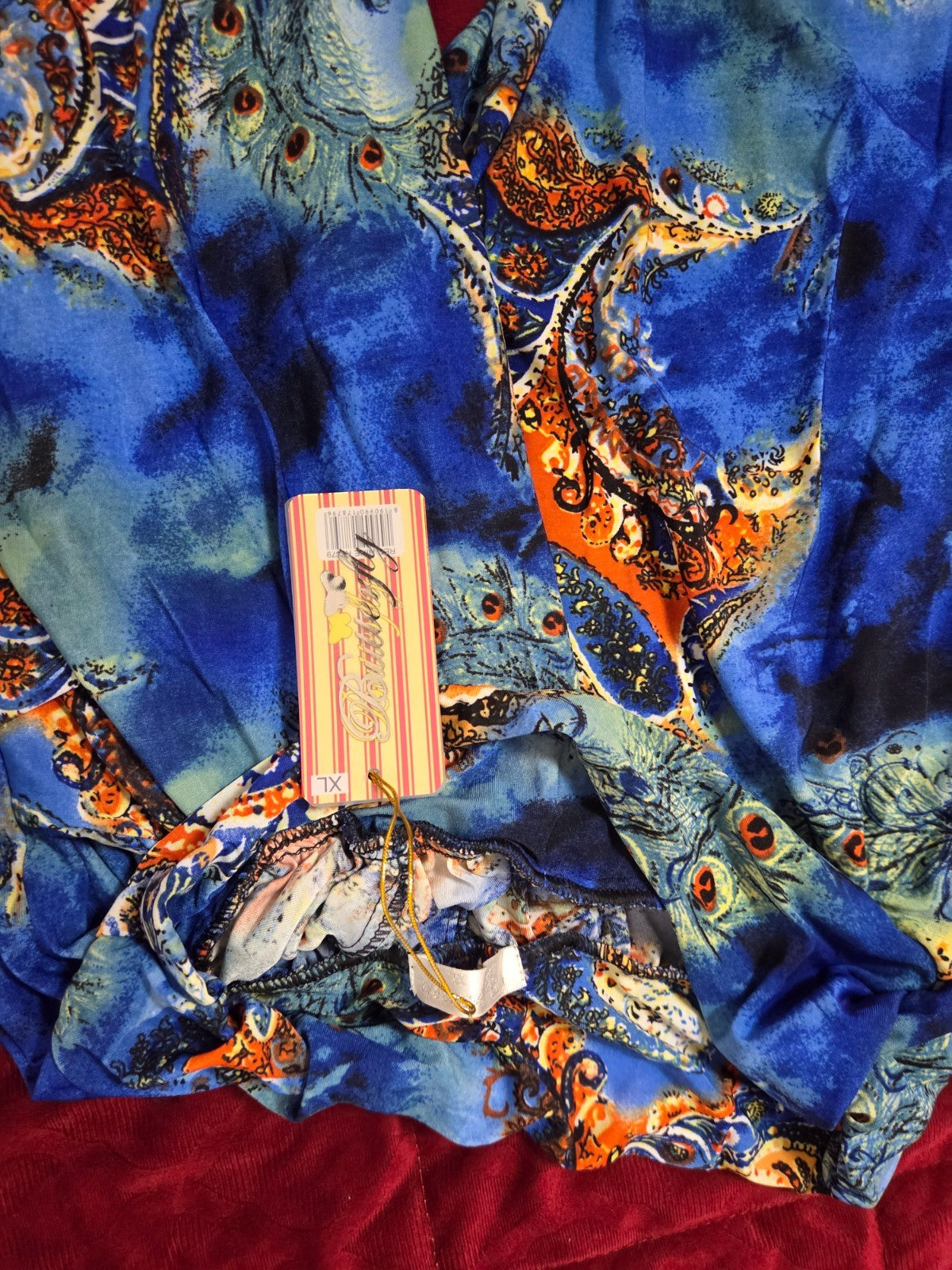 Women’s Blue Paisley Harem Shorts XL with Pockets Boho Lightweight Summer Shorts