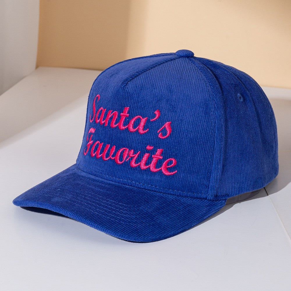 Christmas Corduroy Hat Santa’s Favorite Blue Snapback Festive Gift Idea