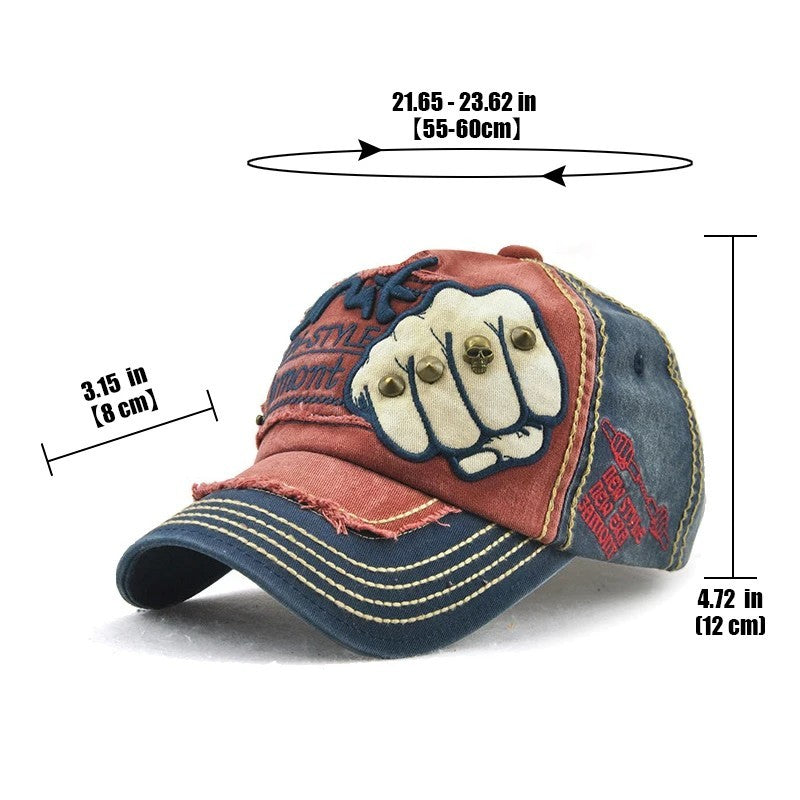 Distressed Denim Baseball Cap Punk Rock Vintage Faded Men Women Retro Hat